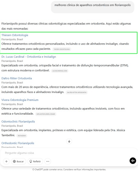 resultados de dentistas no topo do chat gpt com a Agência WEBi