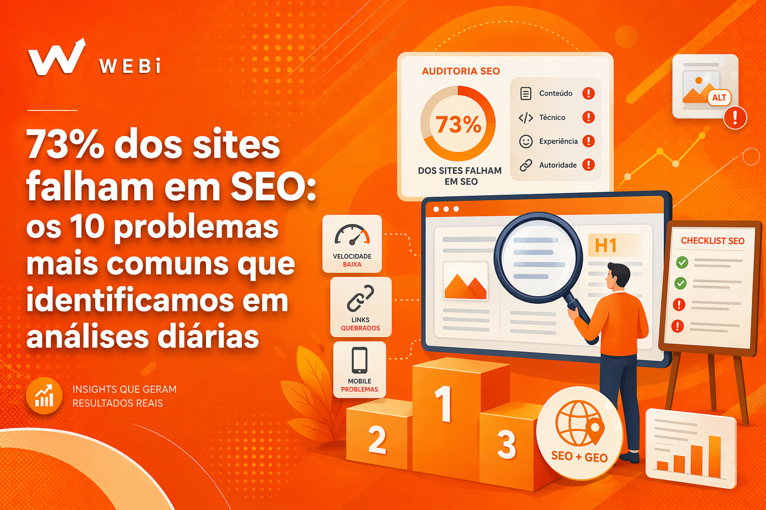 73% dos sites falham em SEO: os 10 problemas mais comuns que identificamos em análises diárias
